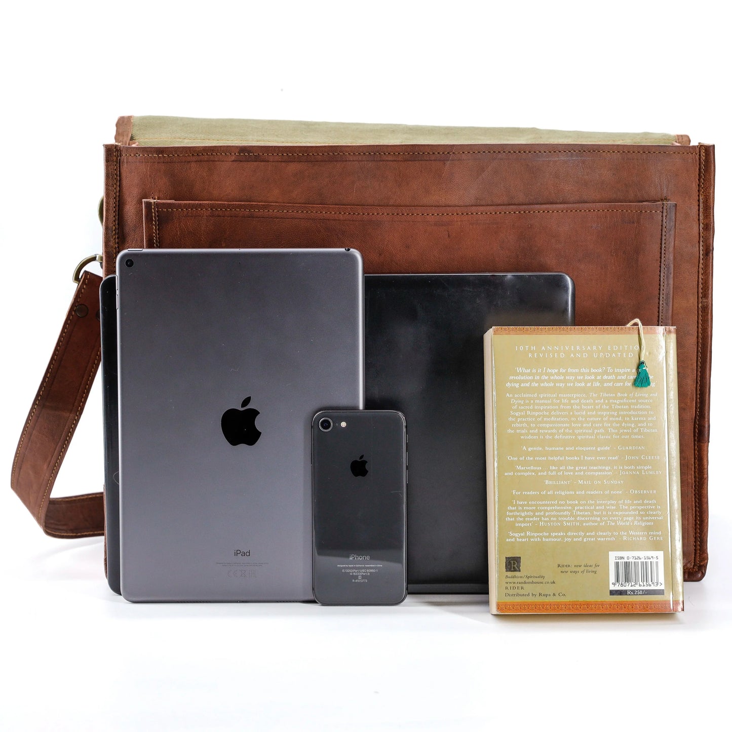 18-Inch Vintage Handmade Leather Messenger Bag – Genuine Goat Leather Laptop Briefcase for Men & Women