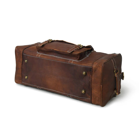 Leather Weekender Bag + Free Toiletry Bag – Vintage Travel Duffel for Men & Women