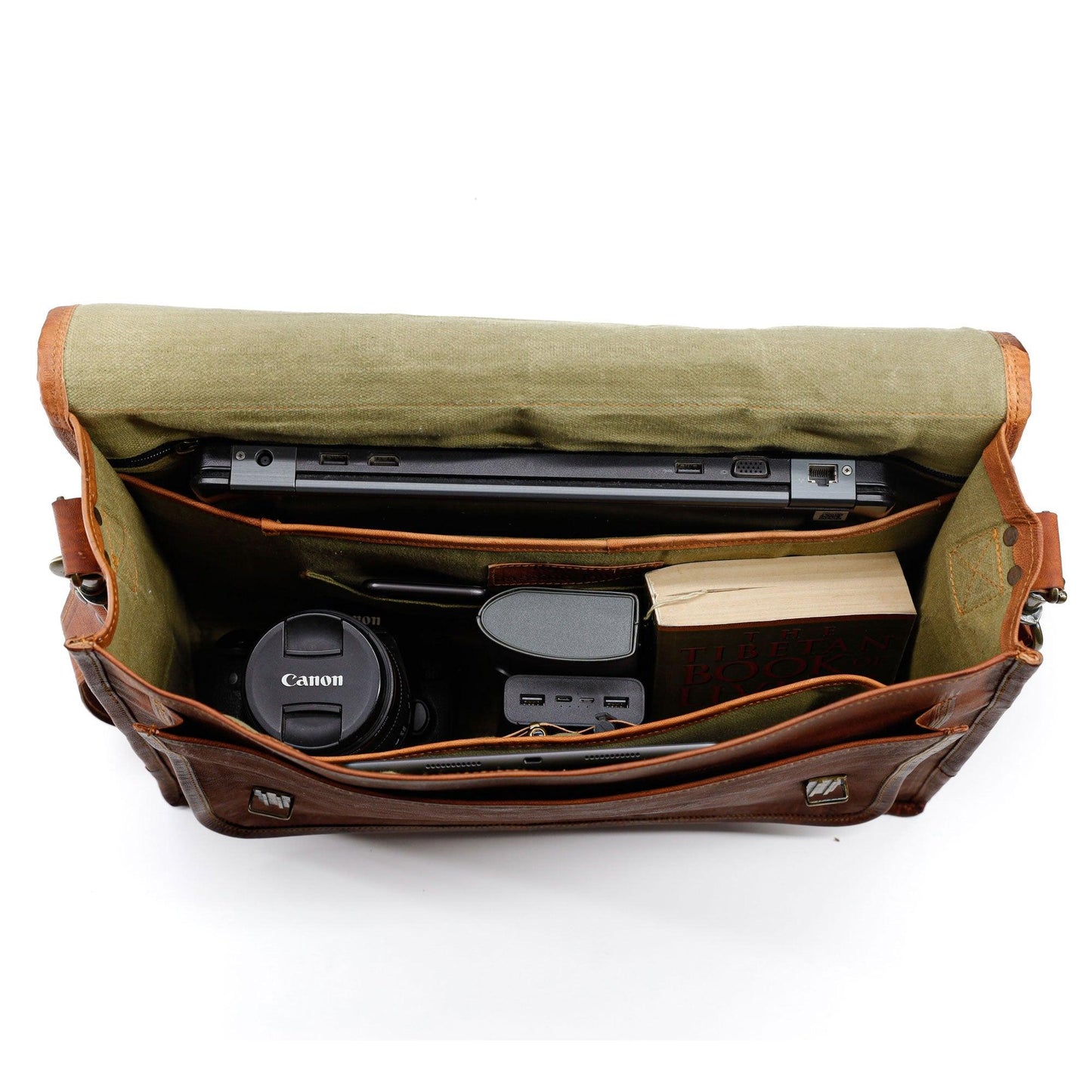 18-Inch Vintage Handmade Leather Messenger Bag – Genuine Goat Leather Laptop Briefcase for Men & Women